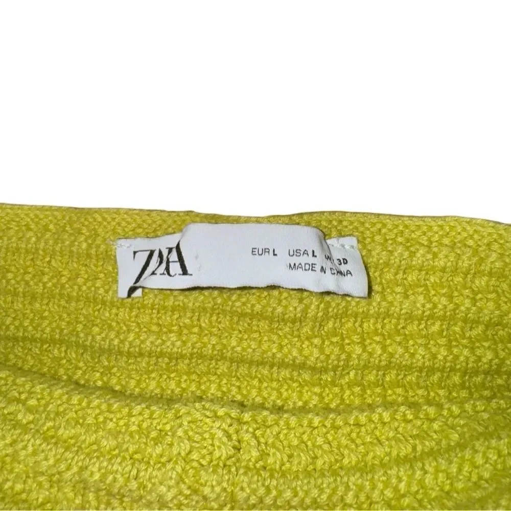 Zara Women's Crochet Knit Crop Top in Lime Green Size Large